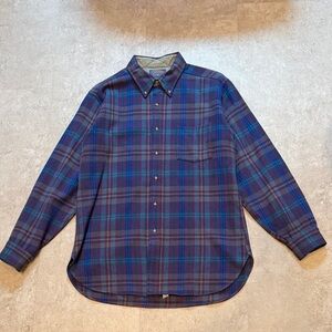 Vintage Pendleton Men's Plaid Wool Button Down Shirt Size Large